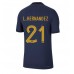 Tanie Strój piłkarski Francja Lucas Hernandez #21 Koszulka Podstawowej MŚ 2022 Krótkie Rękawy